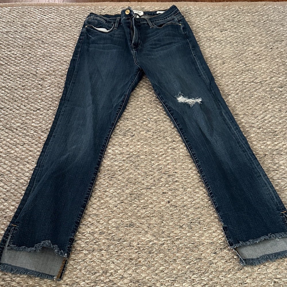 Frame Denim Dark Wash Distressed Jeans